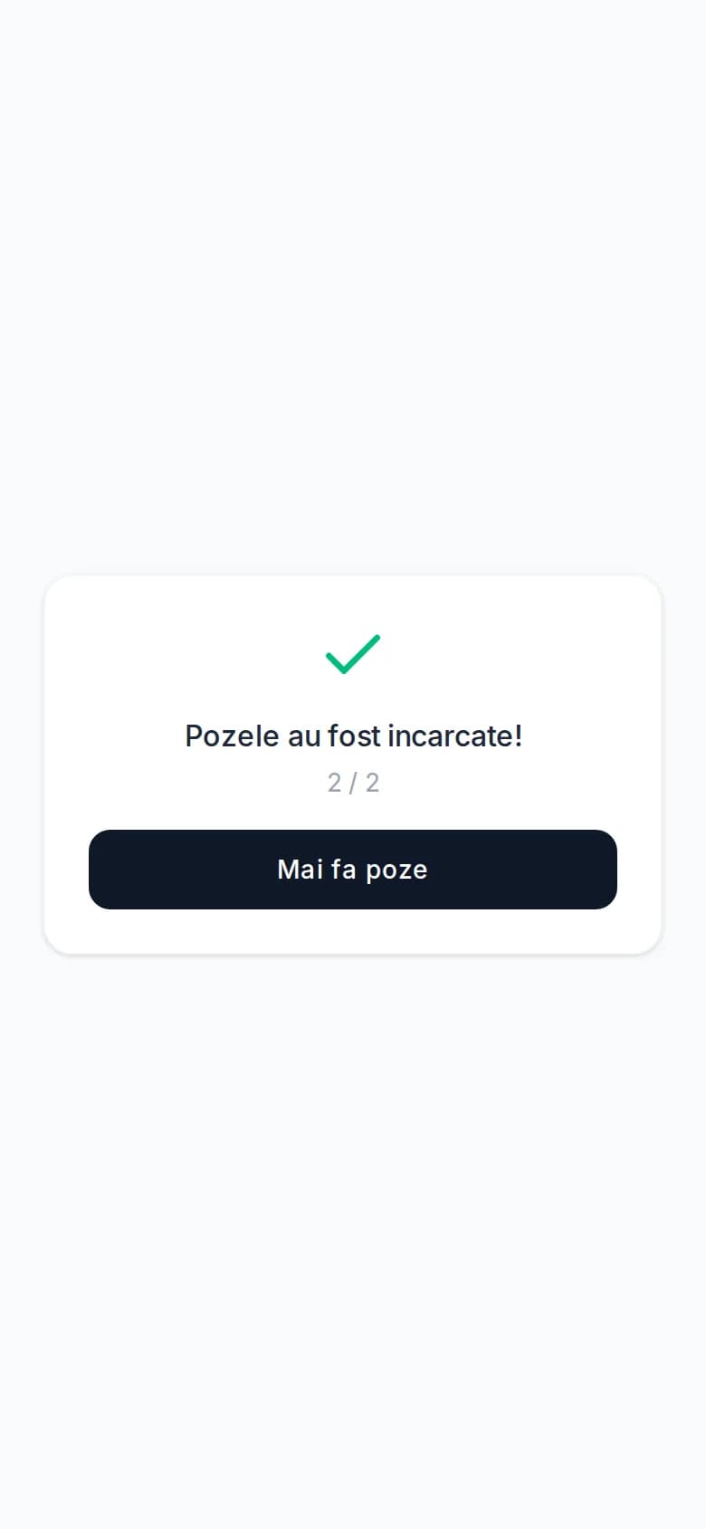 Confirmarea încărcării pozelor de către un invitat