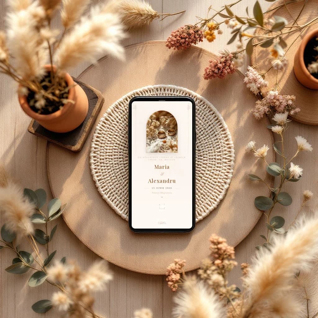 Bohemian — invitație digitală de nuntă
