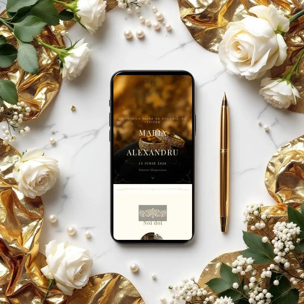 Gilded — invitație digitală de nuntă