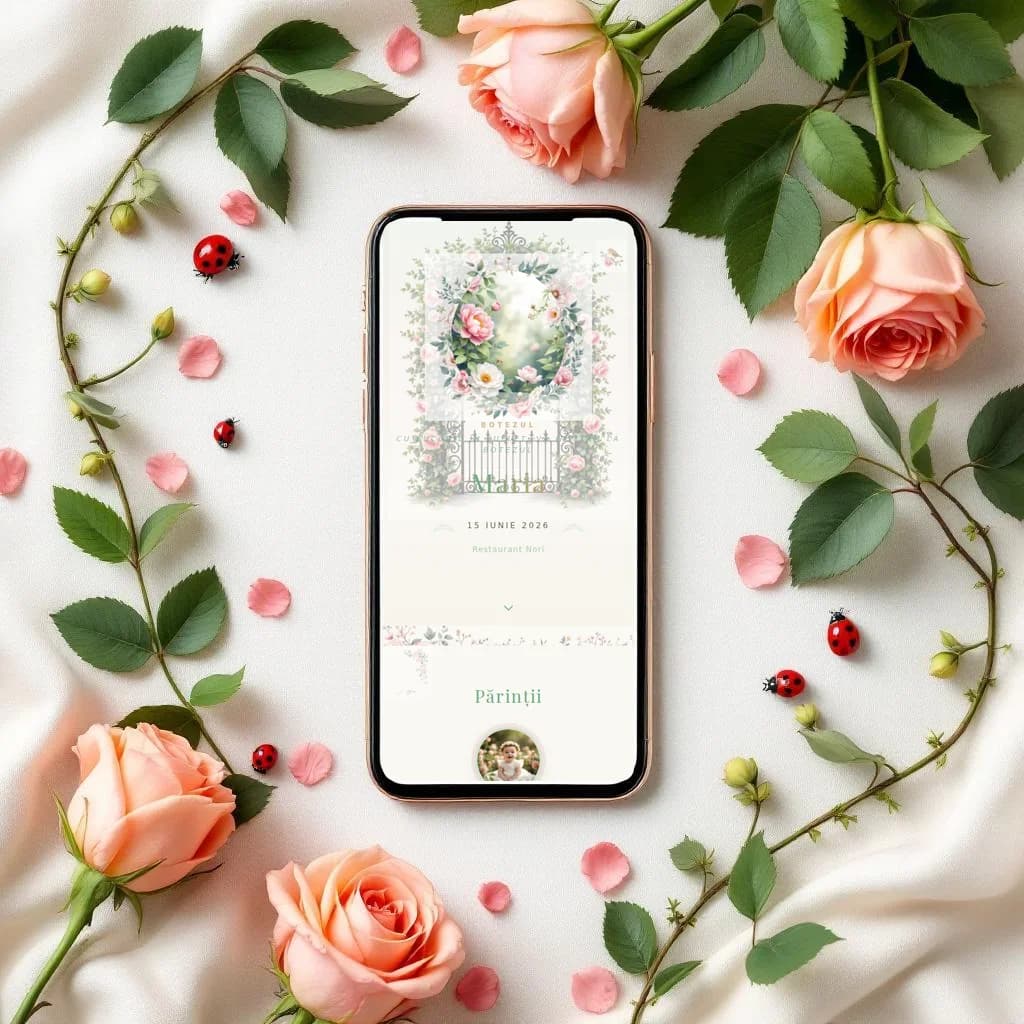 Grădina — invitație digitală de botez