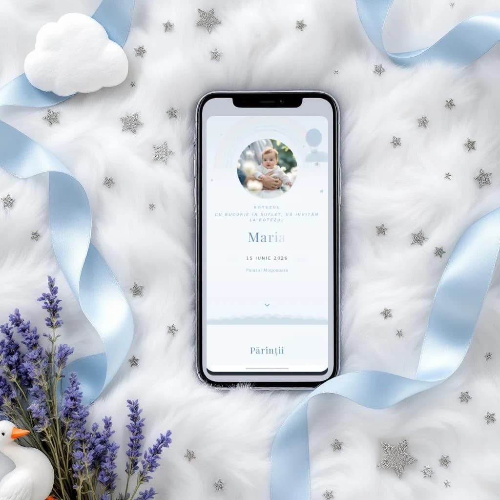 Nori — invitație digitală de botez