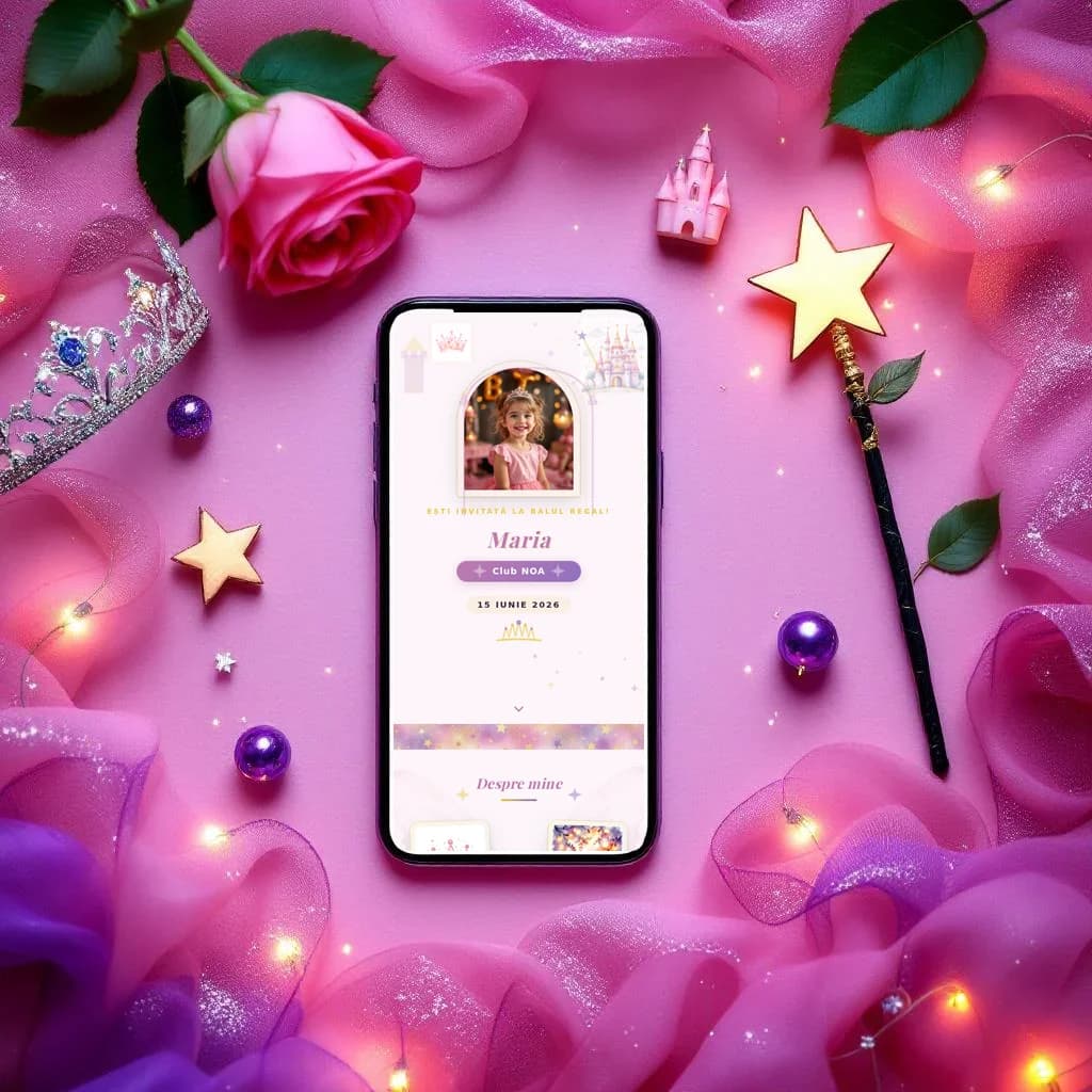 Prințesă — invitație digitală de aniversare