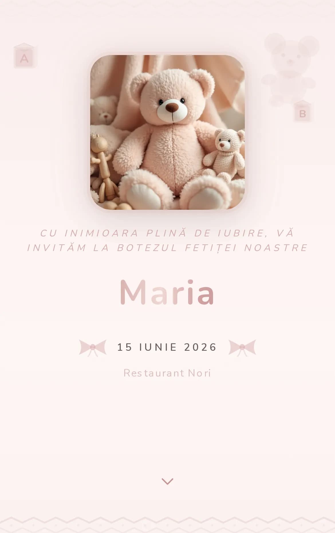 Invitație Ursuleț — botez