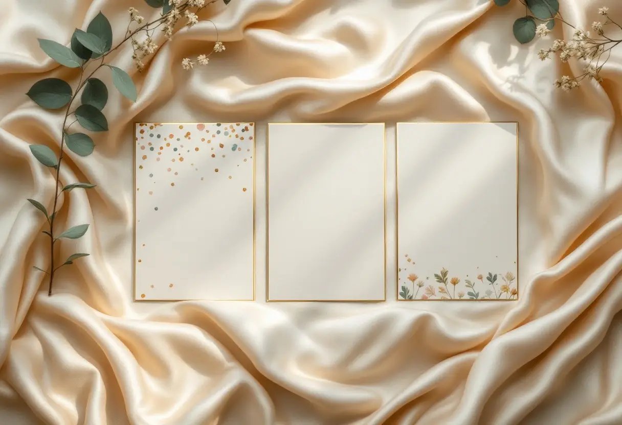 Three birthday invitations in different styles, playful confetti, refined gold, classic floral, for different ages