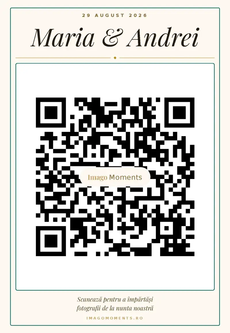 Cardul de masă cu cod QR, generat de aplicație