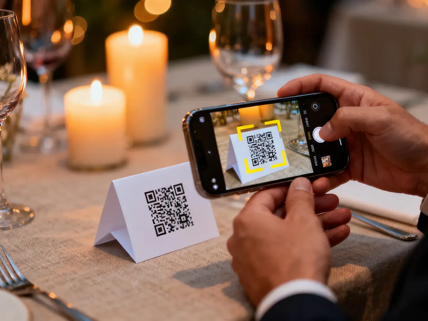 Invitată scanând codul QR de pe cardul de masă