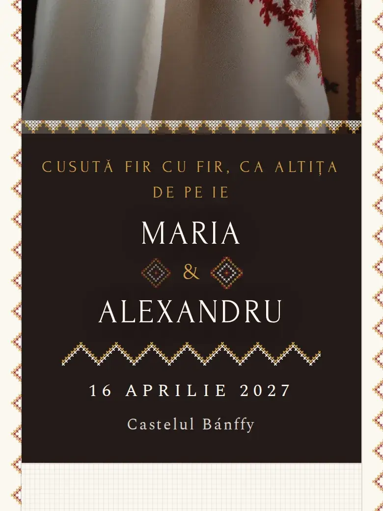 Invitație nuntă digitală model Altița cu RSVP