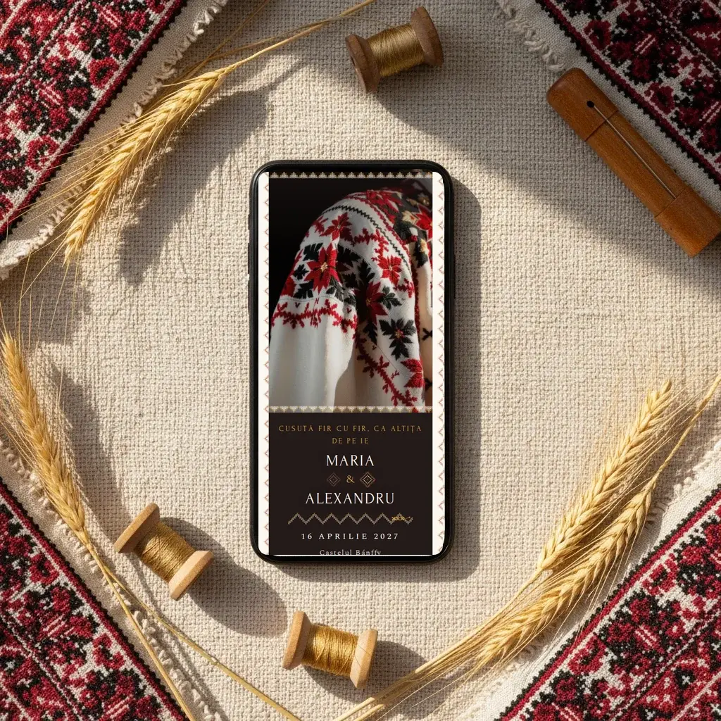 Digital wedding invitation template Altița with RSVP