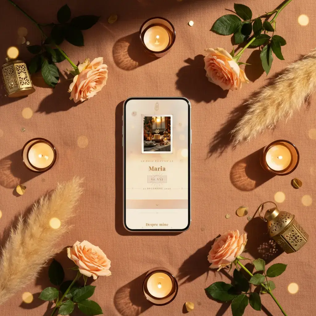 Invitație aniversare digitală model Amurg cu RSVP