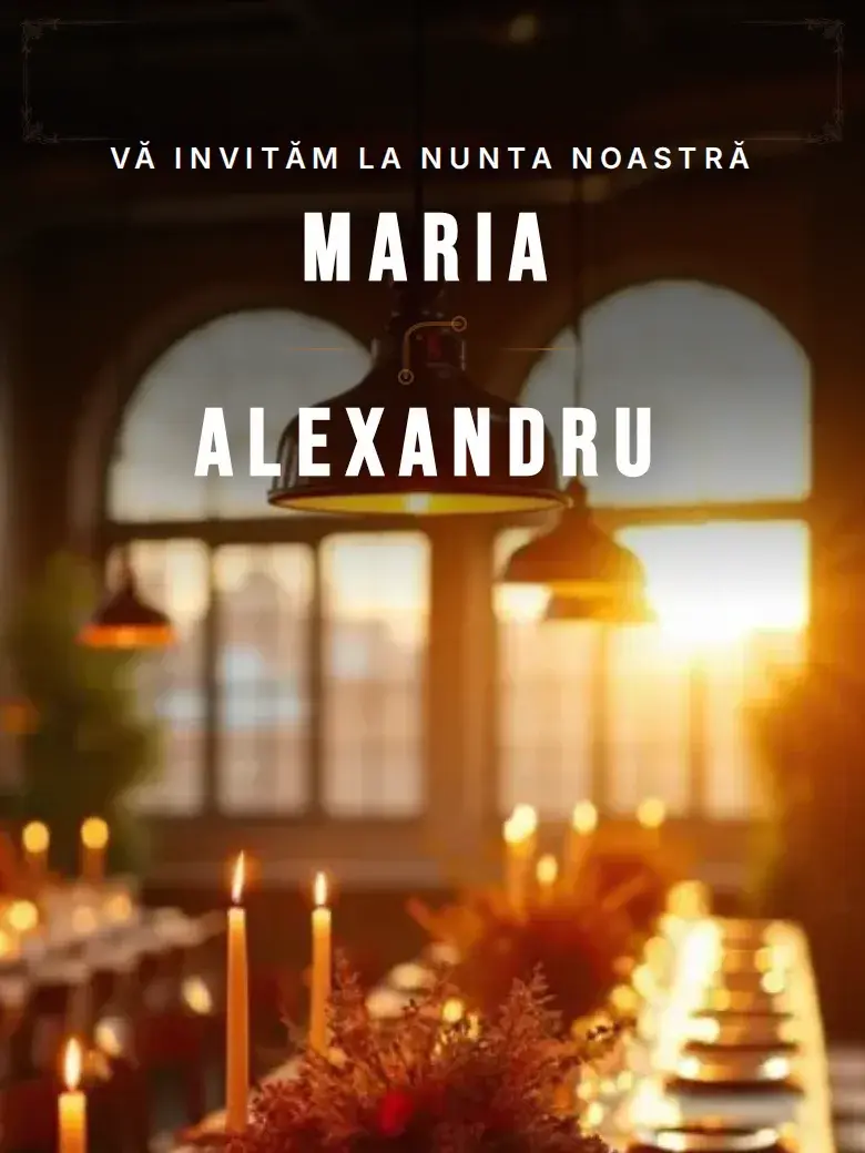 Invitație nuntă digitală model Atelier cu RSVP