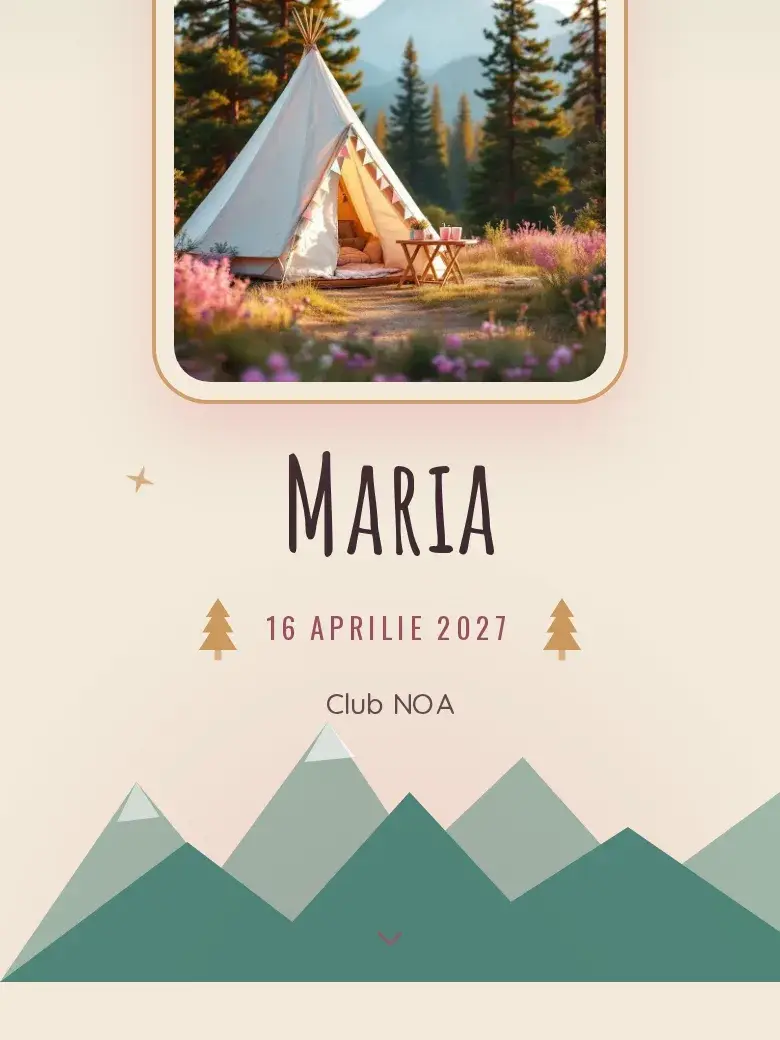 Invitație aniversare digitală model Aventura cu RSVP
