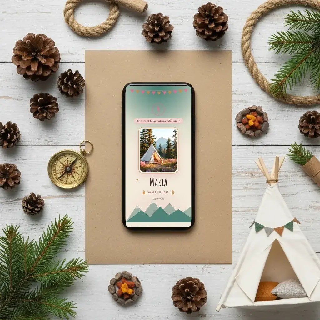 Digital birthday invitation template Aventura with RSVP