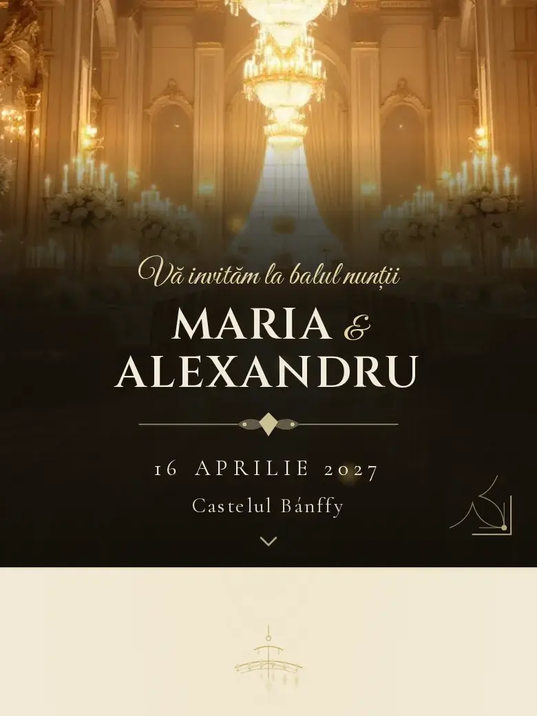 Invitație nuntă digitală model Bal cu RSVP