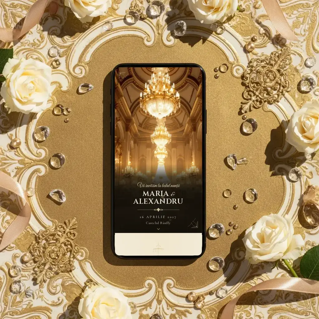 Digital wedding invitation template Bal with RSVP