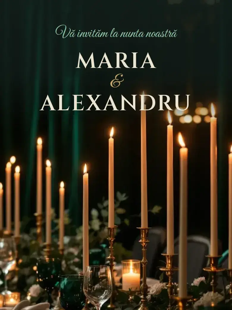 Invitație nuntă digitală model Catifea cu RSVP