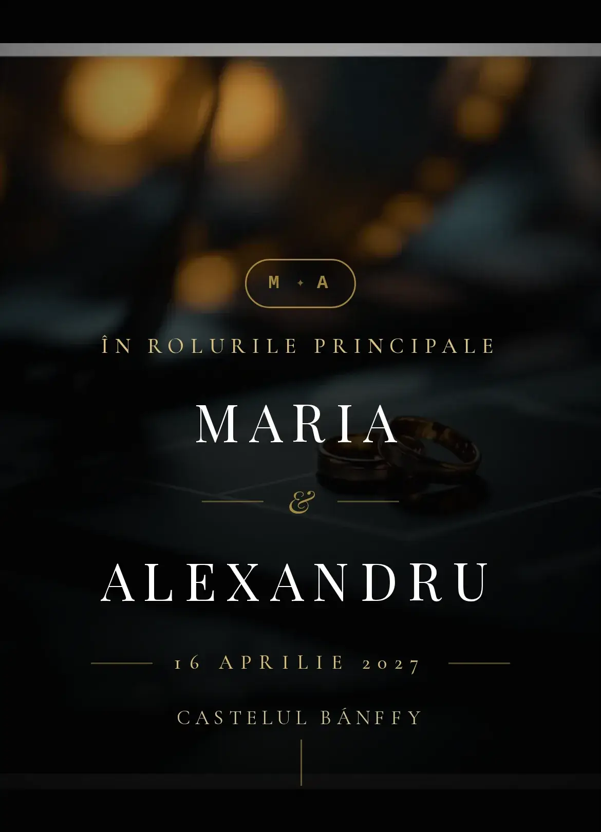 Invitație digitală de nuntă în stil cinema vintage noir