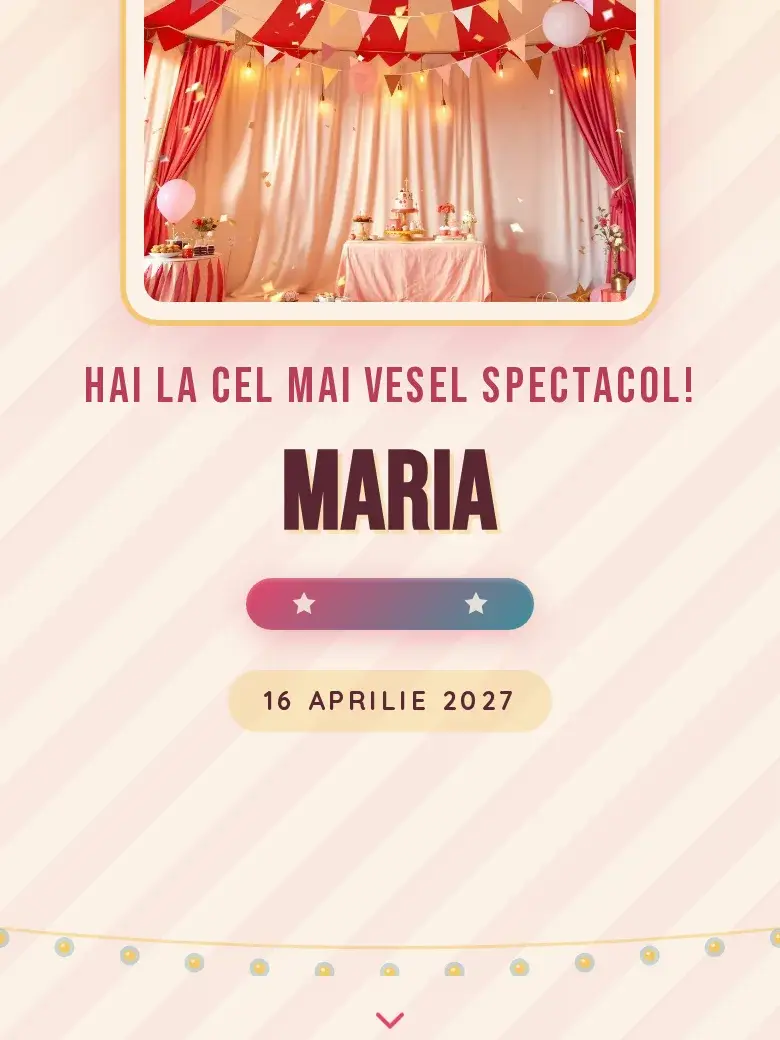 Invitație aniversare digitală model Circ cu RSVP
