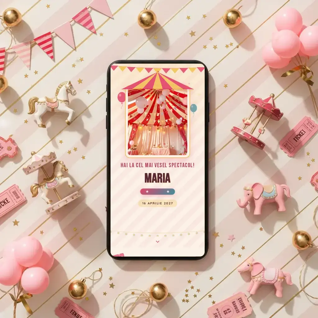 Digital birthday invitation template Circ with RSVP