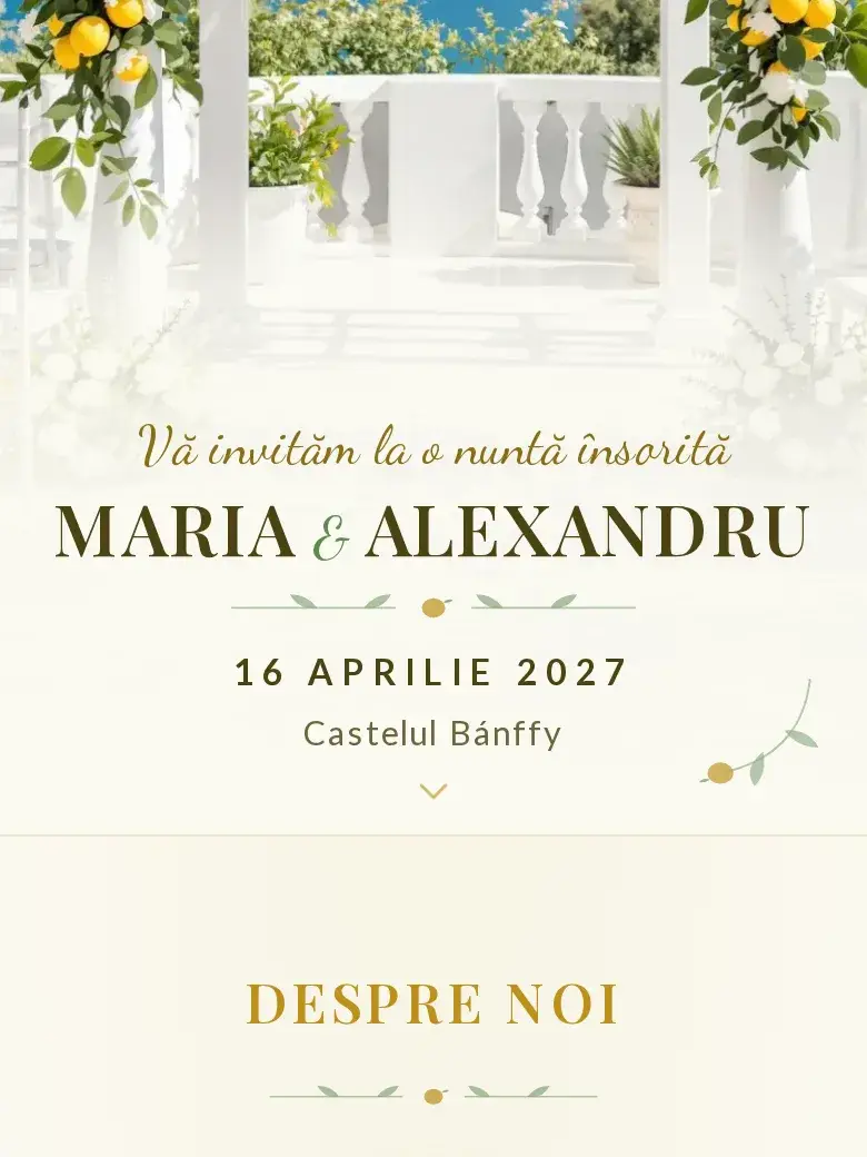 Invitație nuntă digitală model Citrice cu RSVP