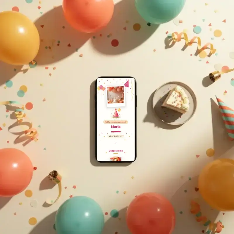 Model invitație aniversare digitală
