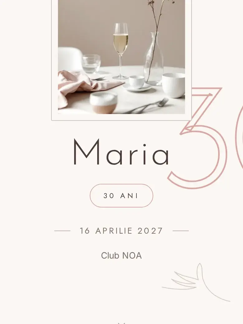 Invitație aniversare digitală model Contur cu RSVP