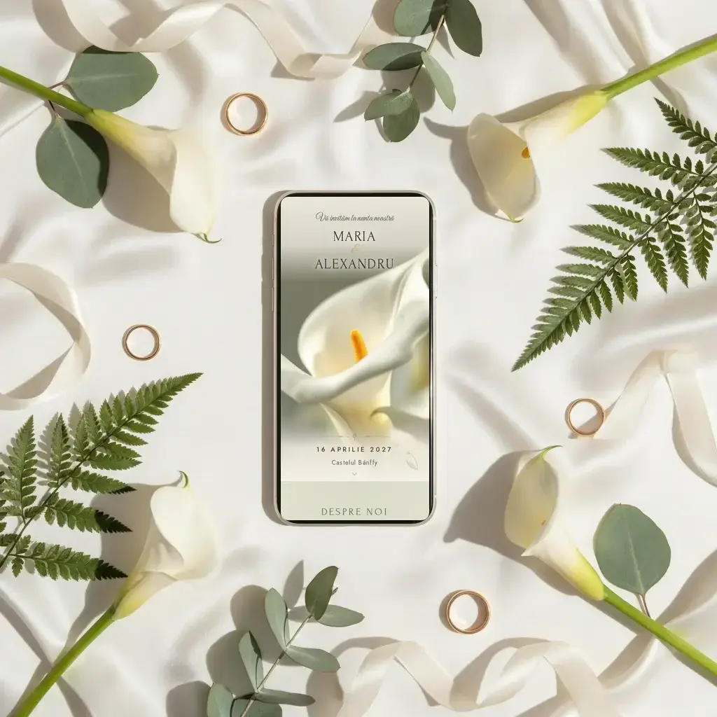 Digital wedding invitation template Crin with RSVP