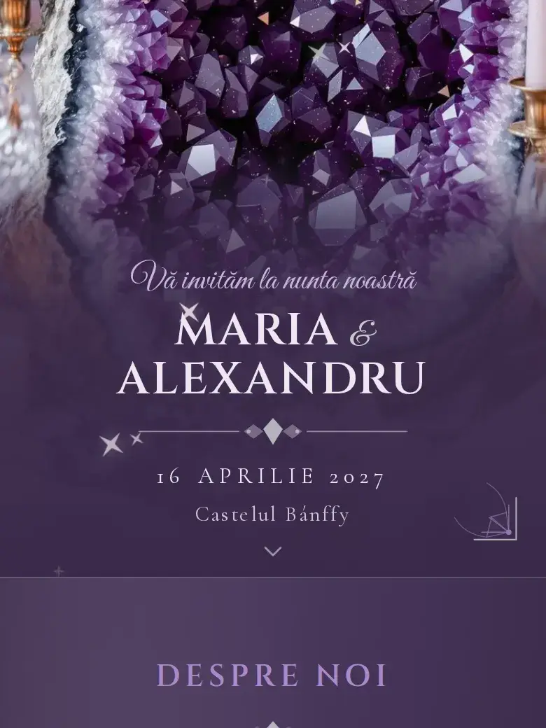 Invitație nuntă digitală model Cristal cu RSVP
