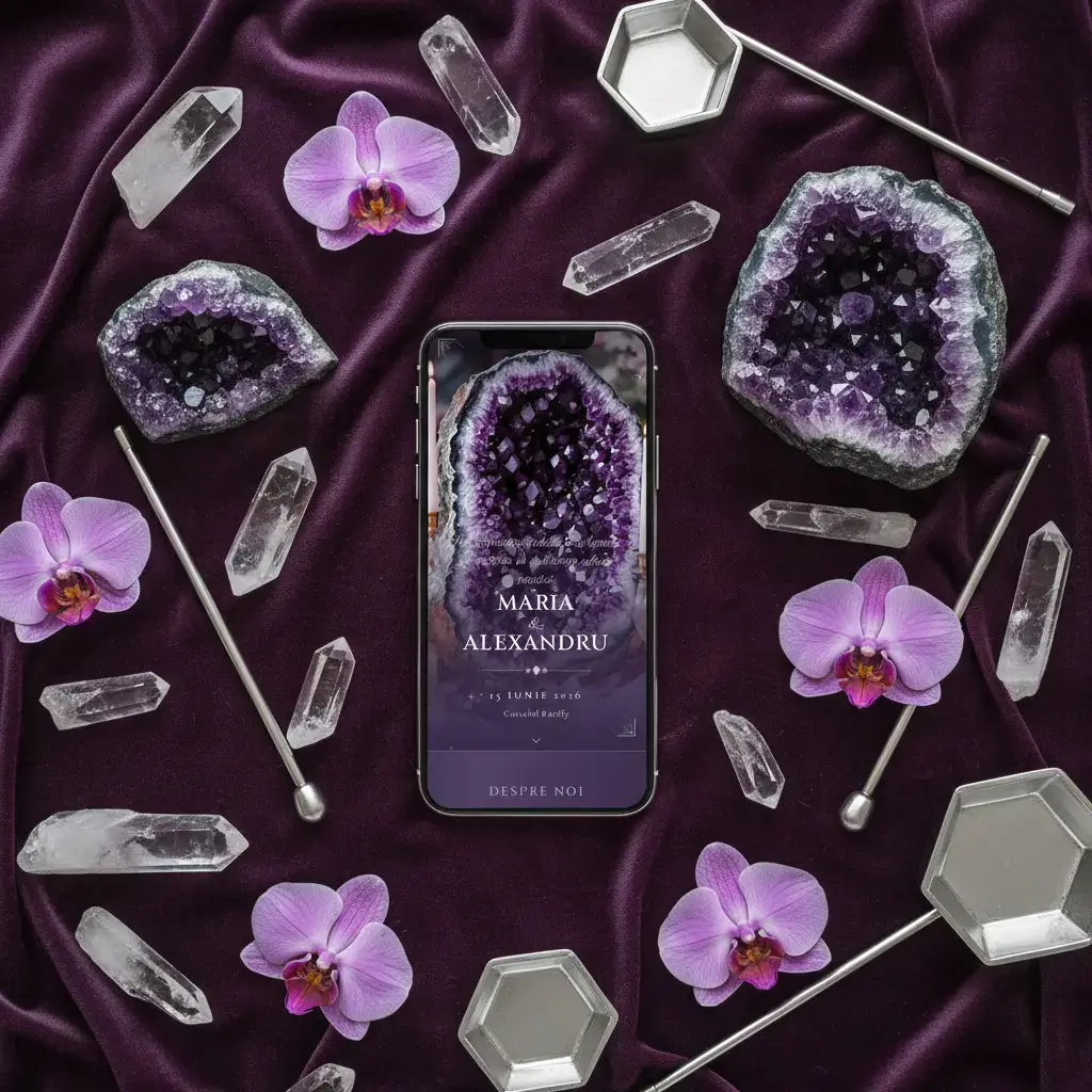 Invitație nuntă digitală model Cristal cu RSVP