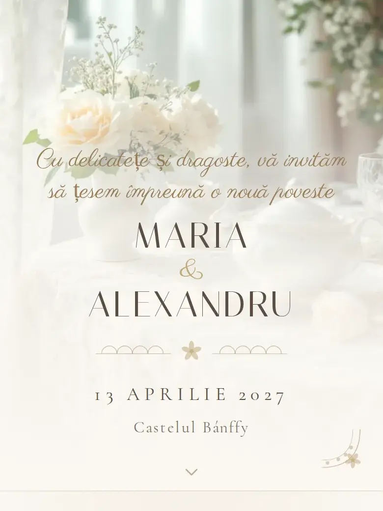 Invitație nuntă digitală model Dantelă cu RSVP