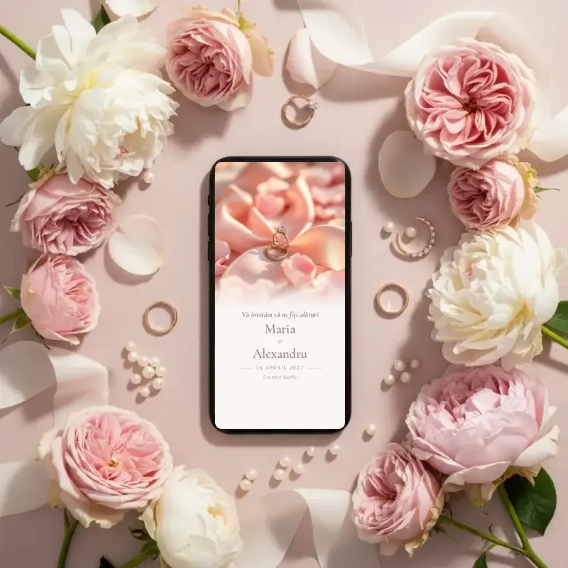 Digital wedding invitation template Eternal with RSVP