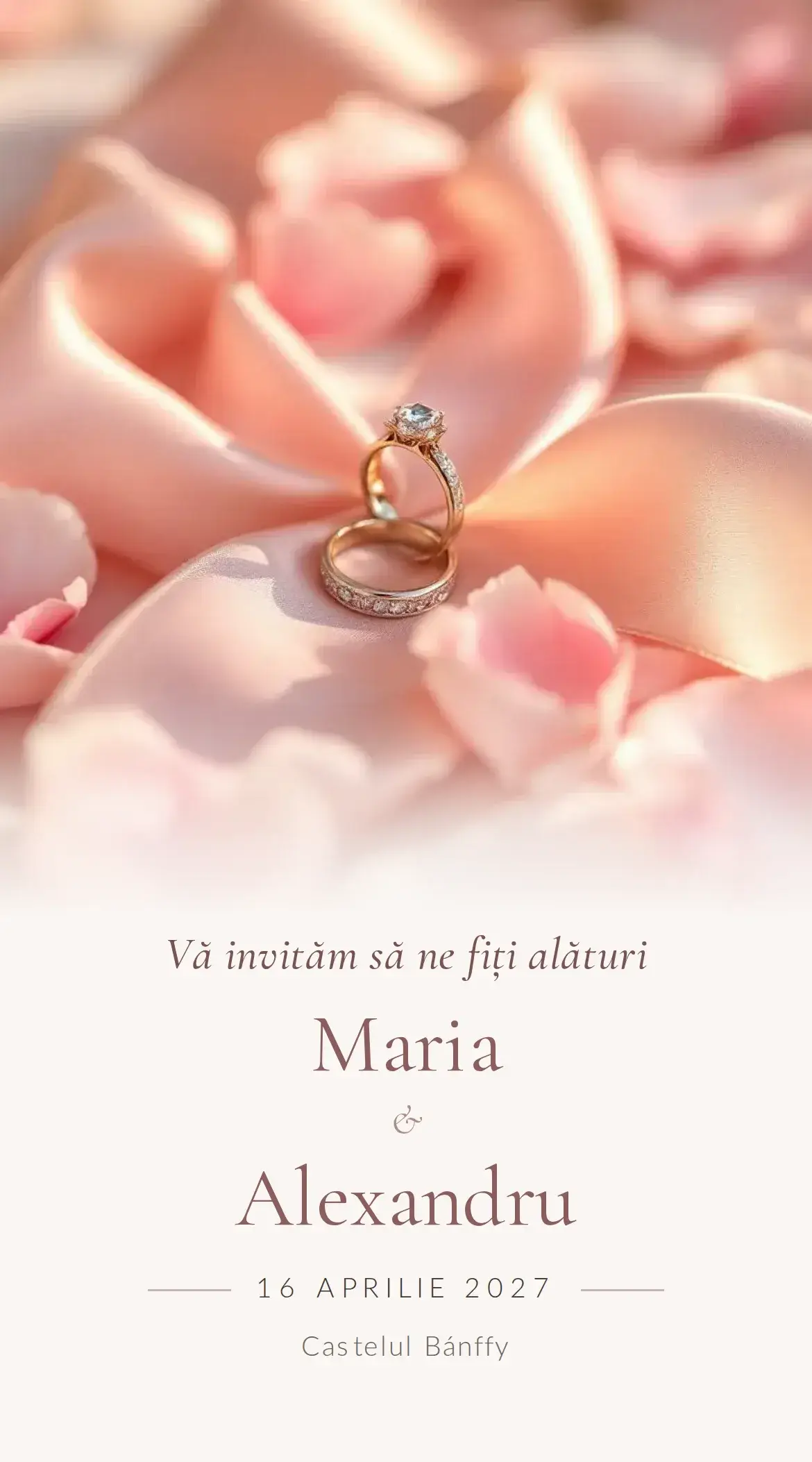 Invitație digitală de nuntă cu flori de grădină și verdeață romantică