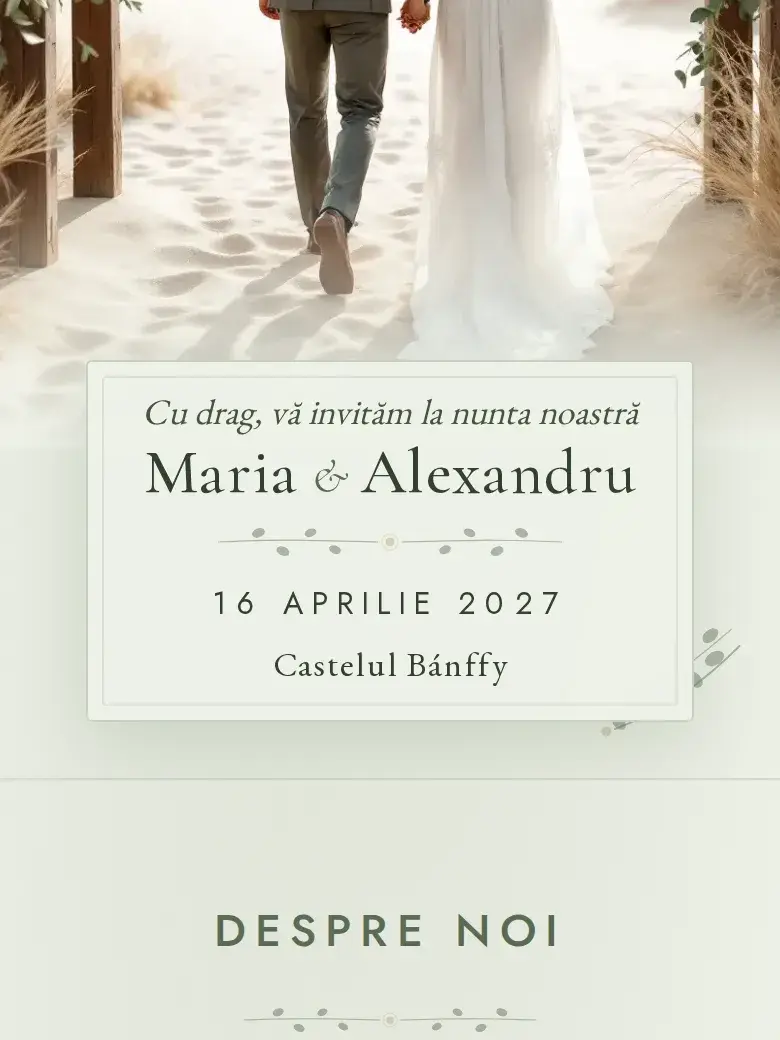 Invitație nuntă digitală model Eucalipt cu RSVP
