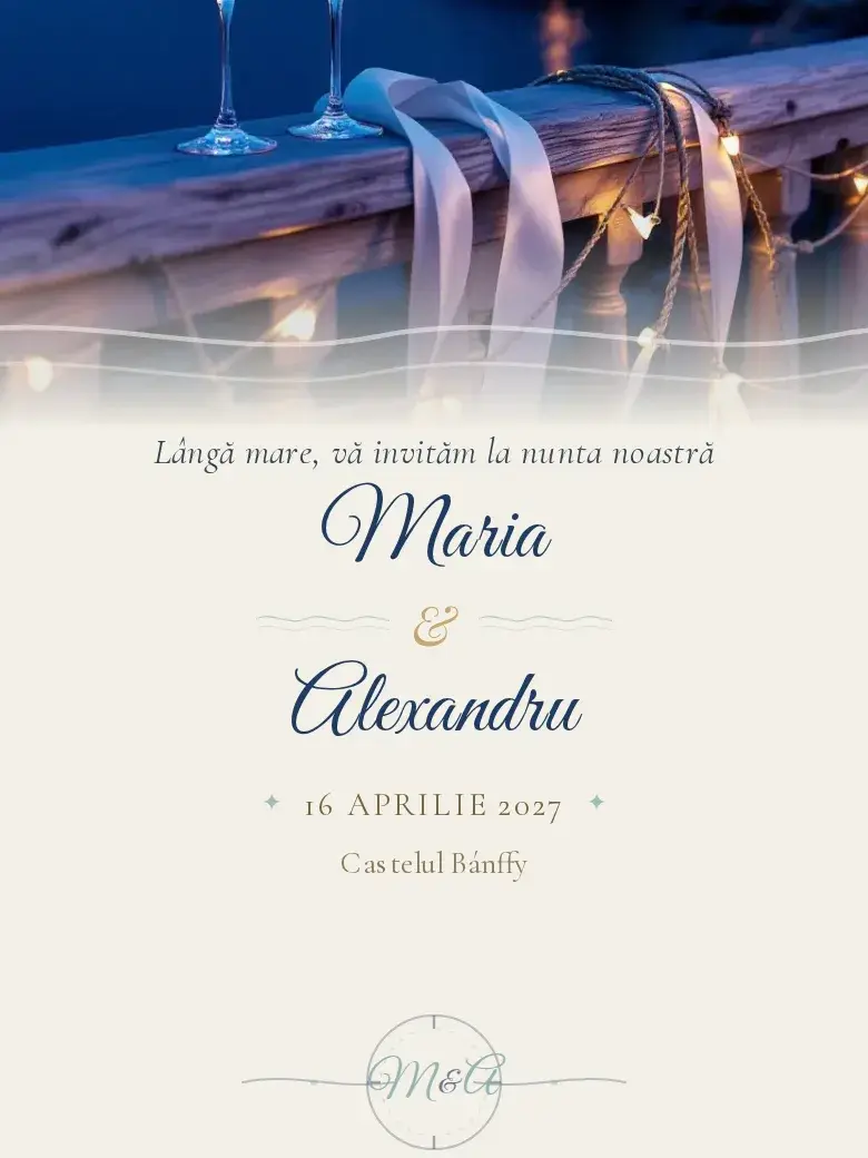 Invitație nuntă digitală model Far cu RSVP
