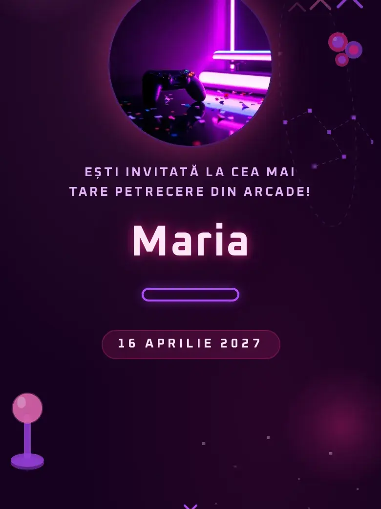 Invitație aniversare digitală model Gaming cu RSVP