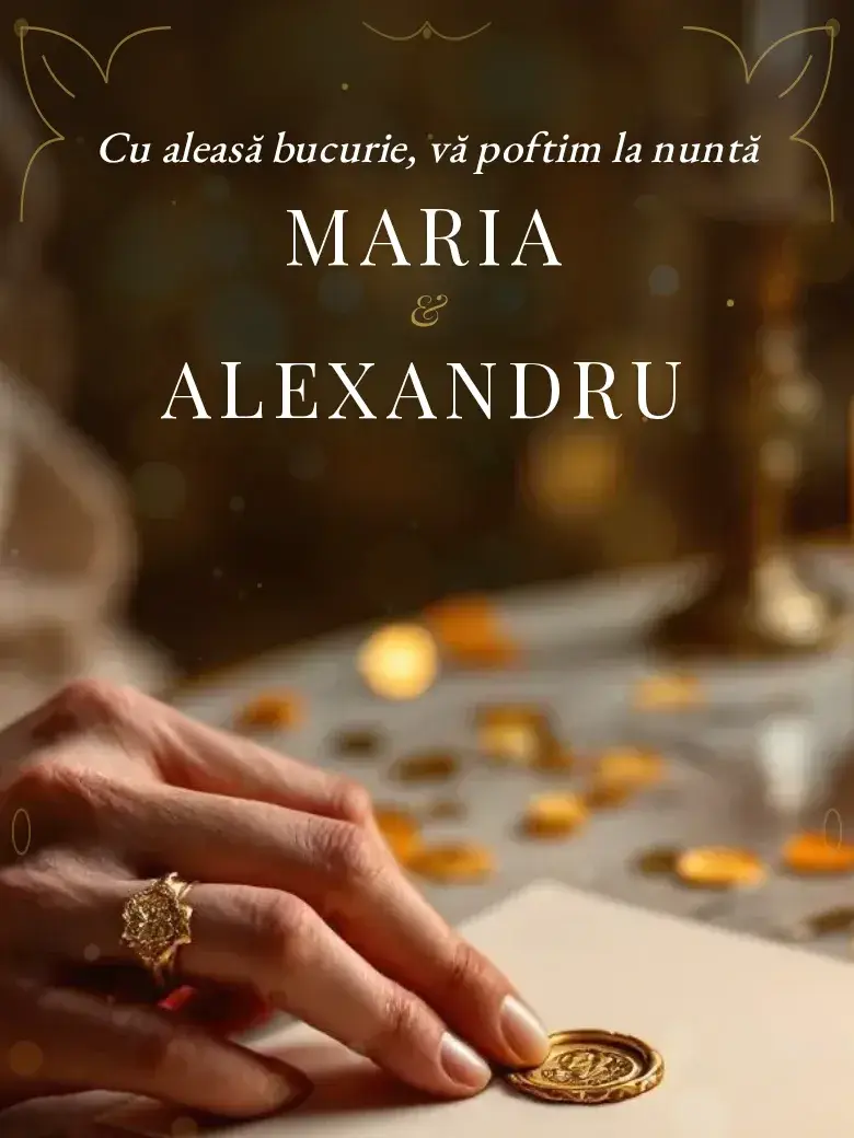 Invitație nuntă digitală model Gilded cu RSVP