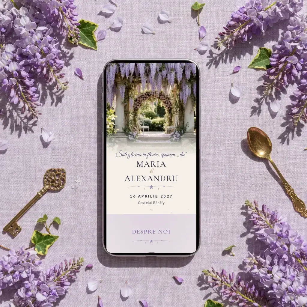 Digital wedding invitation template Glicina with RSVP