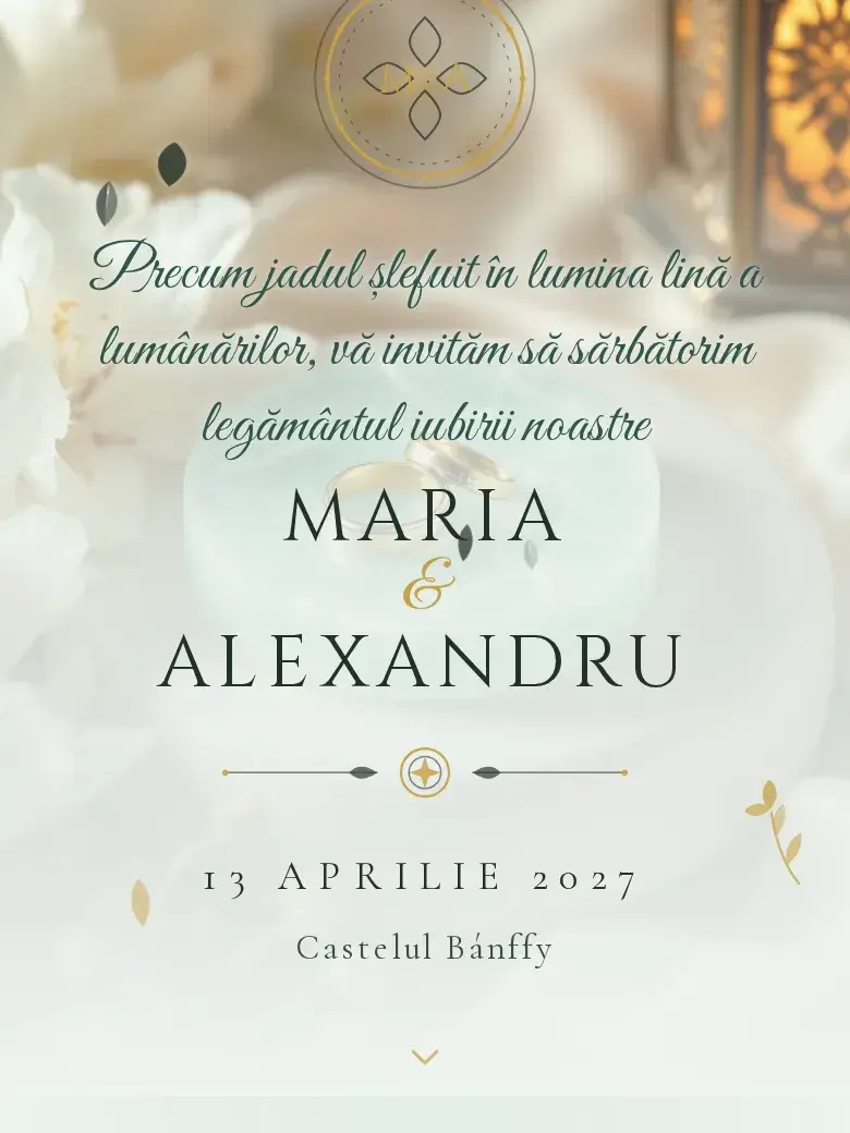 Invitație nuntă digitală model Jad cu RSVP
