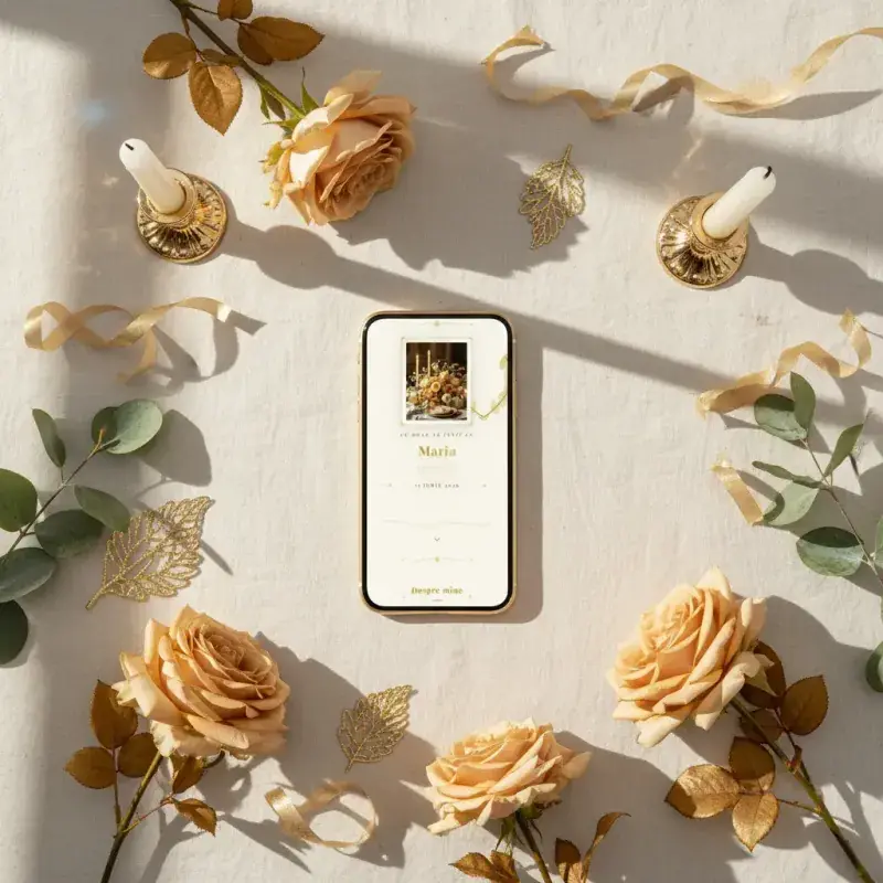 Invitație aniversare digitală model Jubileu cu RSVP