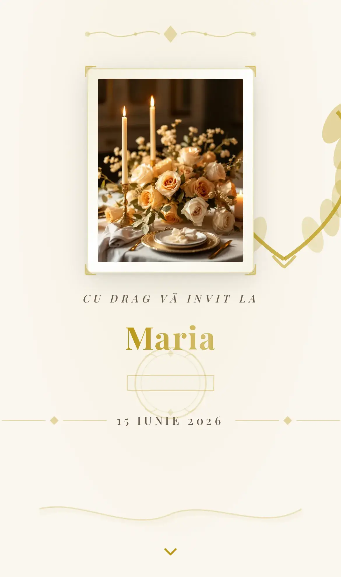 Invitație digitală de aniversare aniversară cu accente aurii elegante