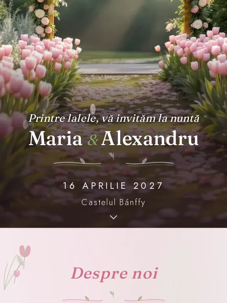 Invitație nuntă digitală model Lalele cu RSVP
