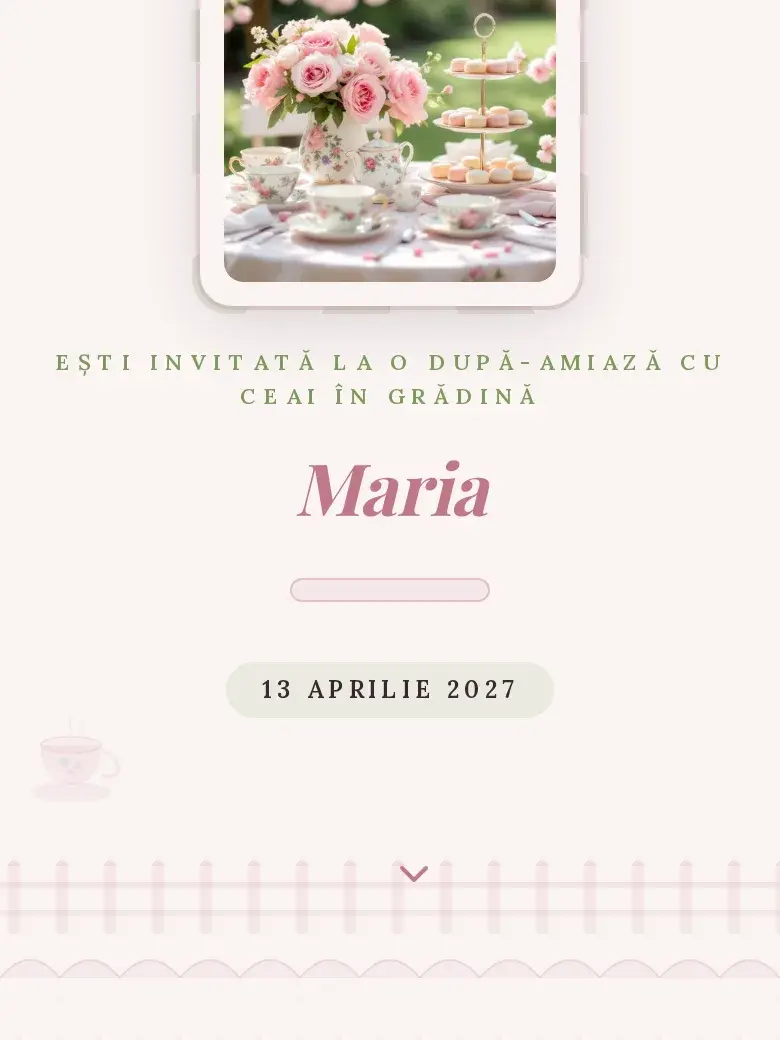 Invitație aniversare digitală model Livadă cu RSVP