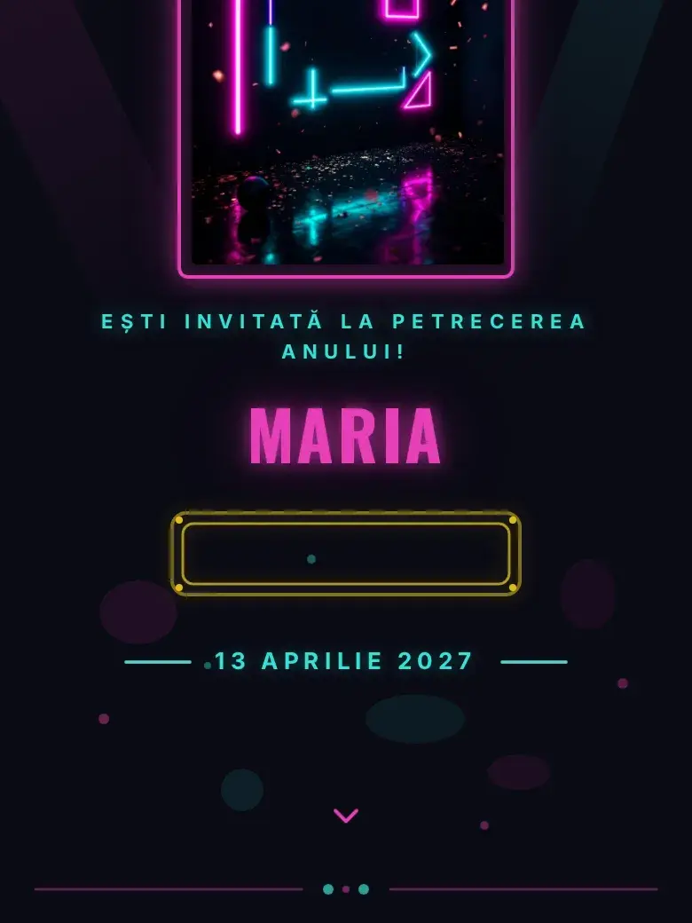 Invitație aniversare digitală model Lumina cu RSVP