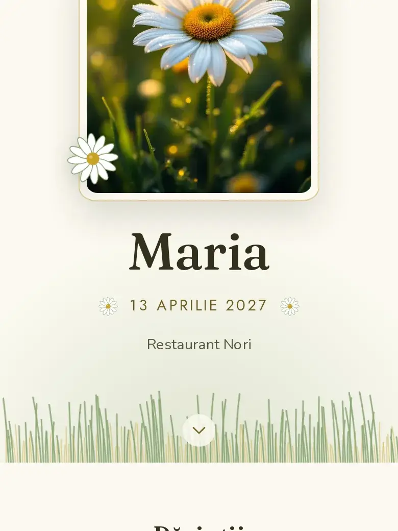 Invitație botez digitală model Margaretă cu RSVP