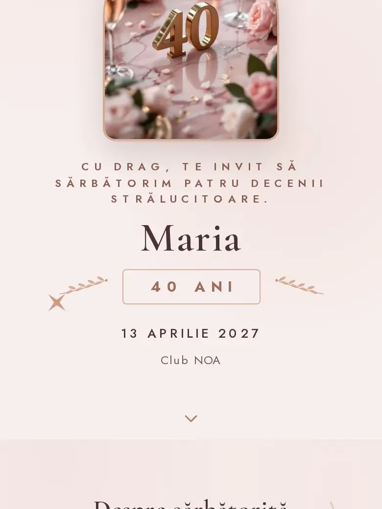 Invitație aniversare digitală model Marmură cu RSVP