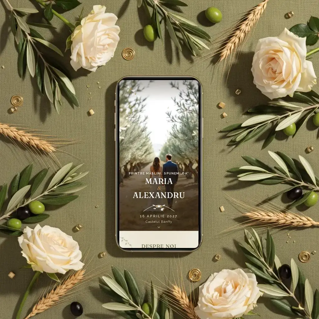 Digital wedding invitation template Maslin with RSVP