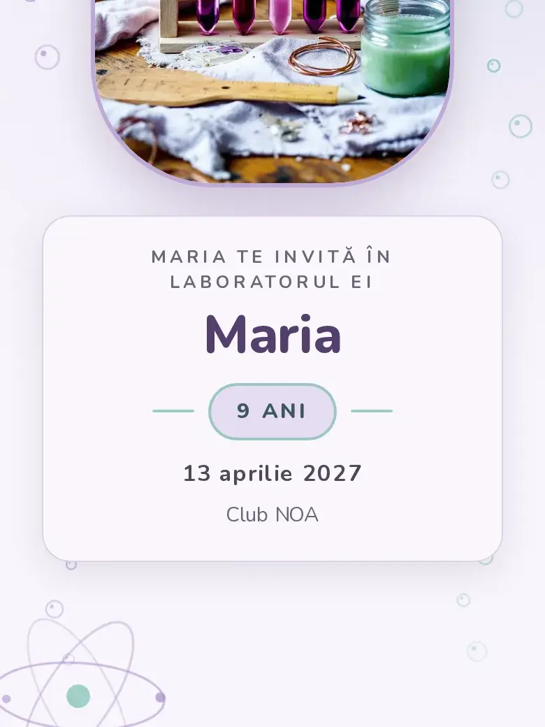 Invitație aniversare digitală model Nouă ani cu RSVP