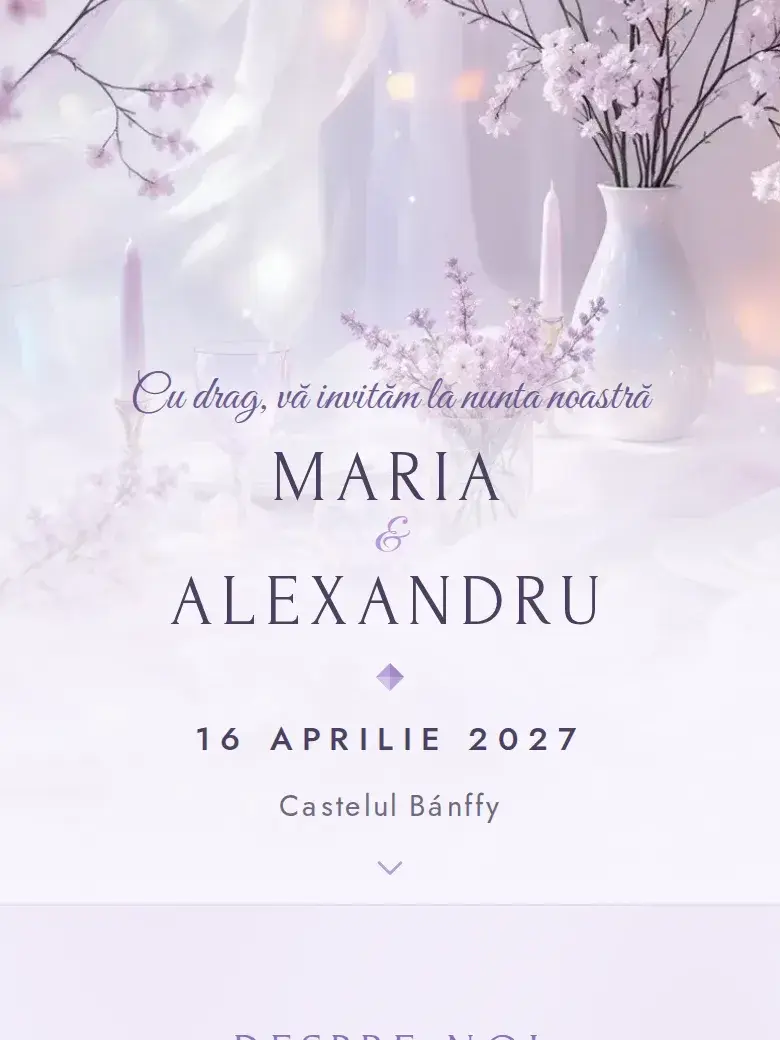 Invitație nuntă digitală model Opal cu RSVP