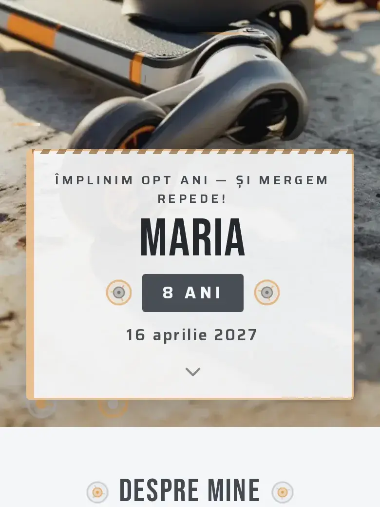 Invitație aniversare digitală model Opt ani cu RSVP