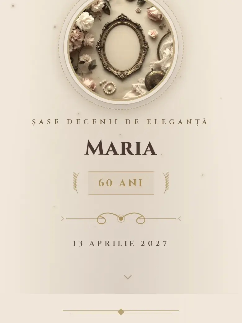 Invitație aniversare digitală model Patină cu RSVP