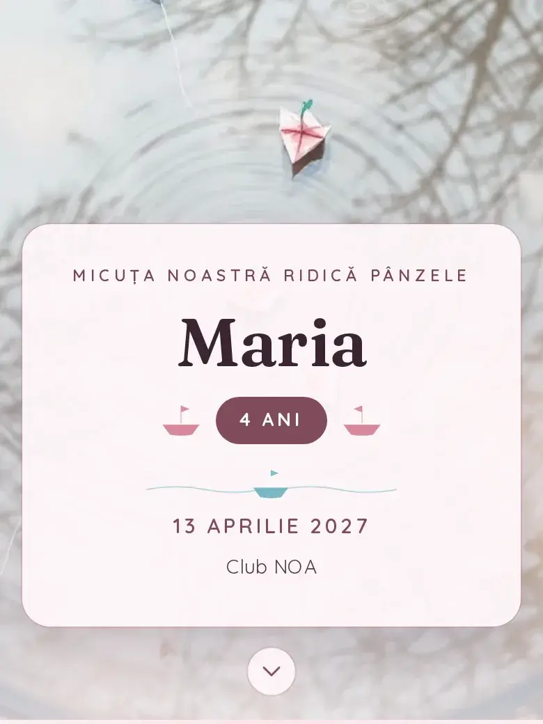 Invitație aniversare digitală model Patru anișori cu RSVP